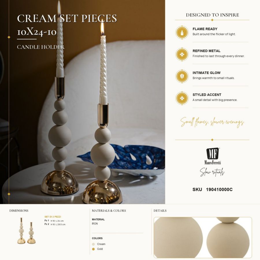 Portacandele Bolly Crema set 2 Pz - foto 6