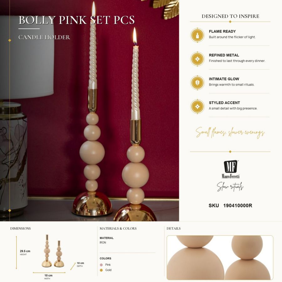 Portacandele Bolly Rosa set 2 Pz - foto 6