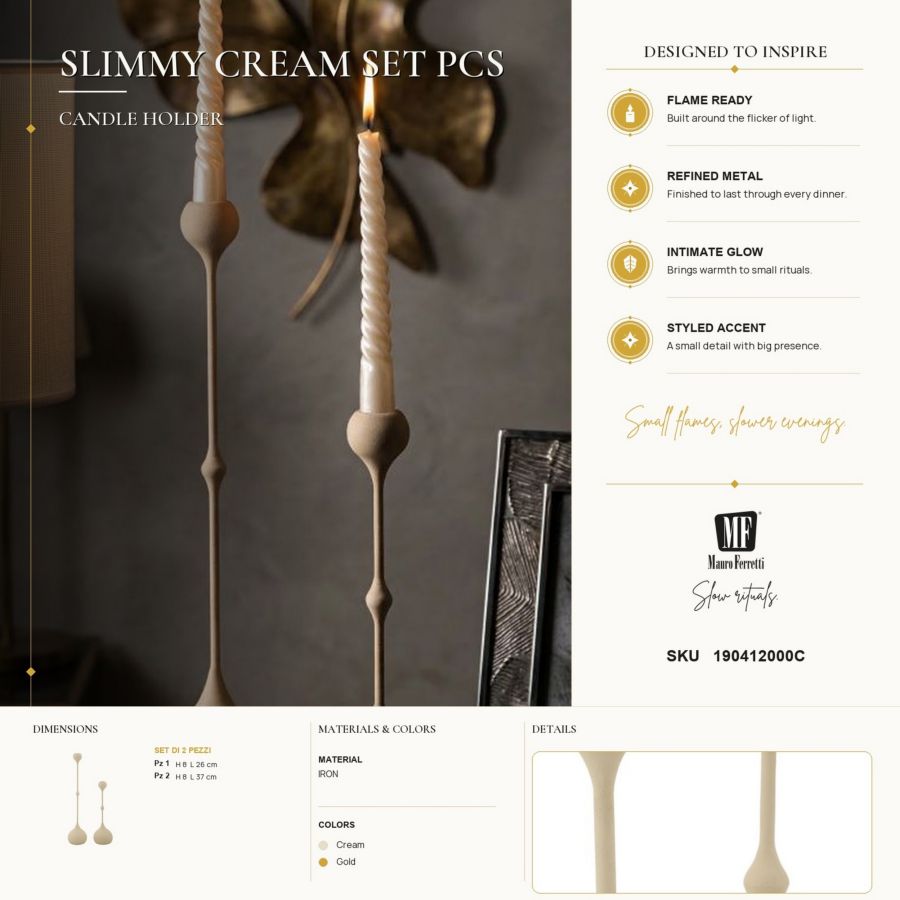 Portacandele Slimmy Crema set 2 Pz - foto 6