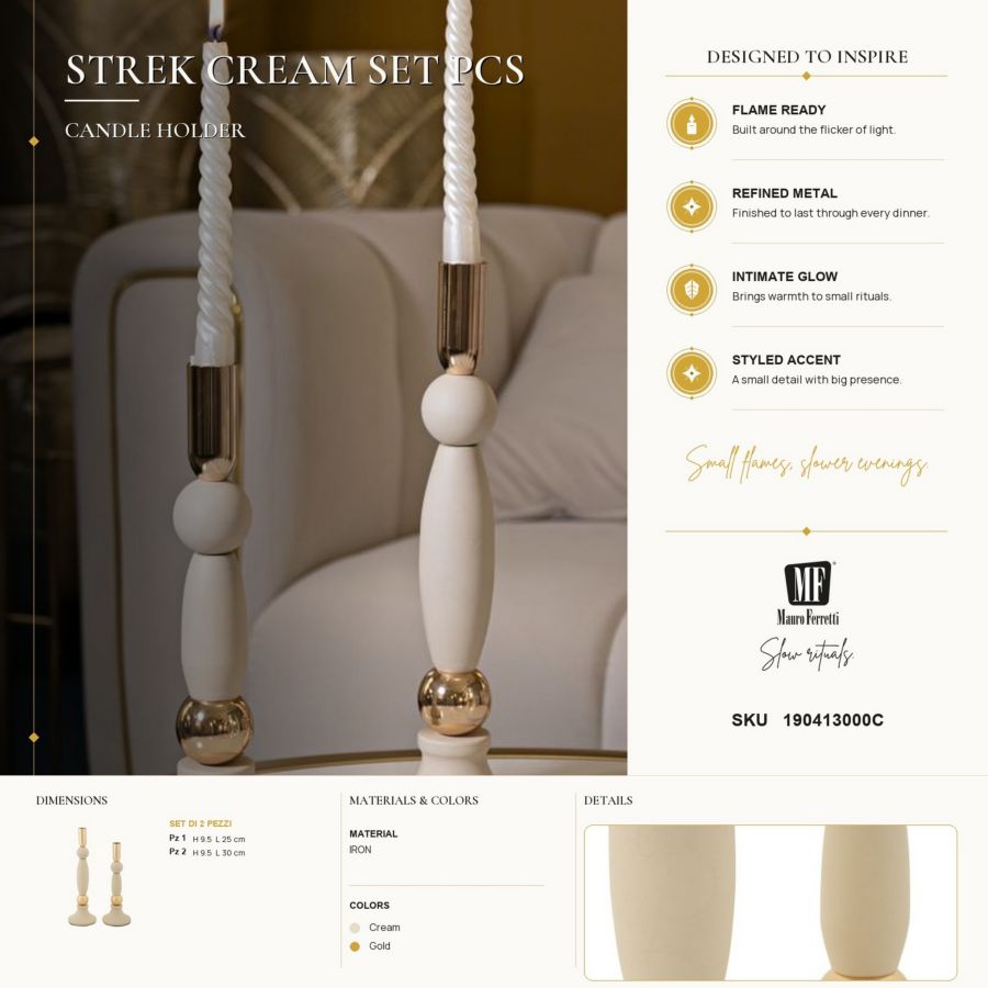 Portacandele Strek Crema set 2 Pz - foto 6