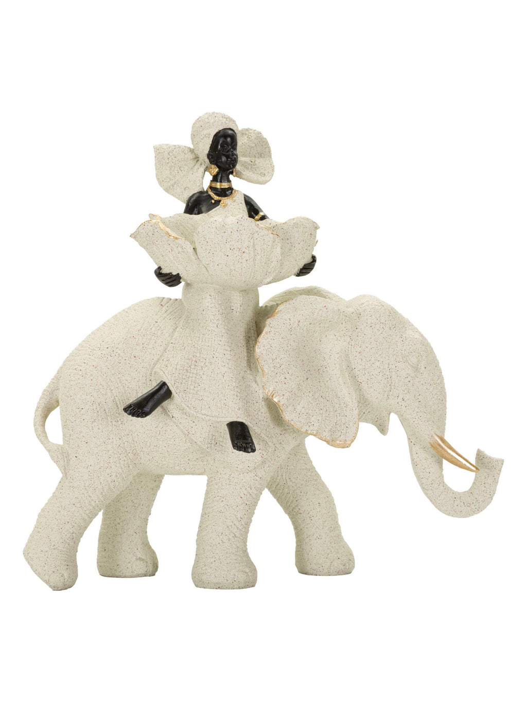 Scultura decorativa in resina beige, 29x13x29 cm – Etnica Donna Africana