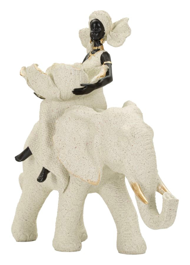 Scultura Etnica Donna Africana su Elefante - foto 2