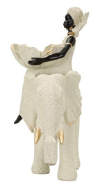 Scultura Etnica Donna Africana su Elefante - foto 3