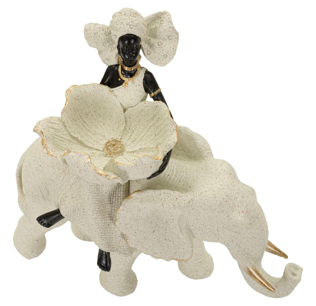 Scultura Etnica Donna Africana su Elefante - foto 6