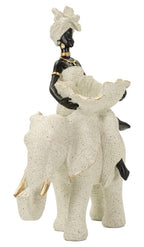 Scultura Etnica Donna Africana su Elefante - foto 2
