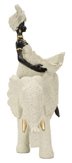 Scultura Etnica Donna Africana su Elefante - foto 3
