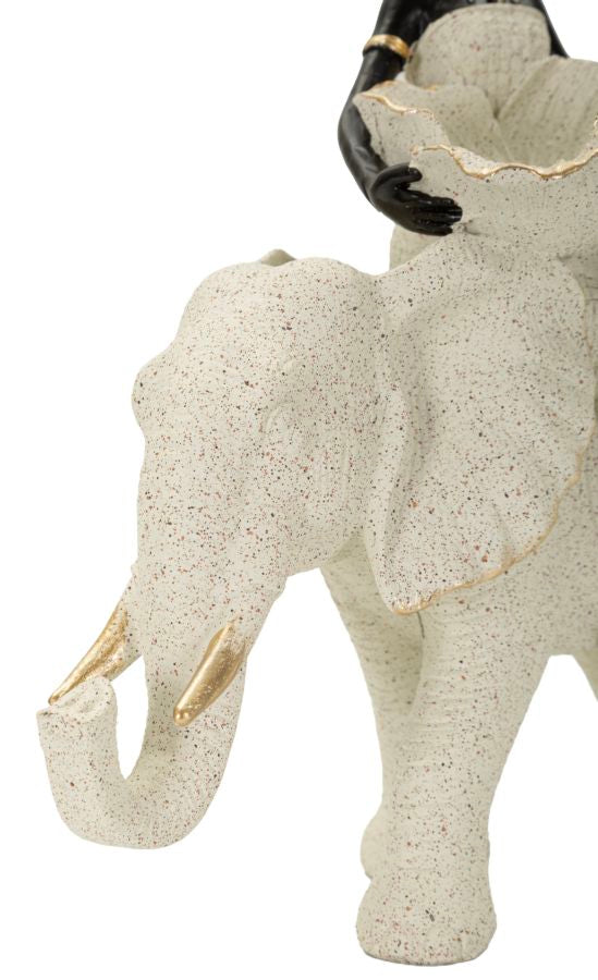 Scultura Etnica Donna Africana su Elefante - foto 5