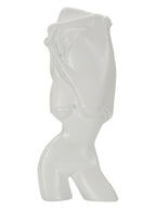 Scultura decorativa in resina bianca, 12,5x7,7x29 cm – Figura Femminile Minimal
