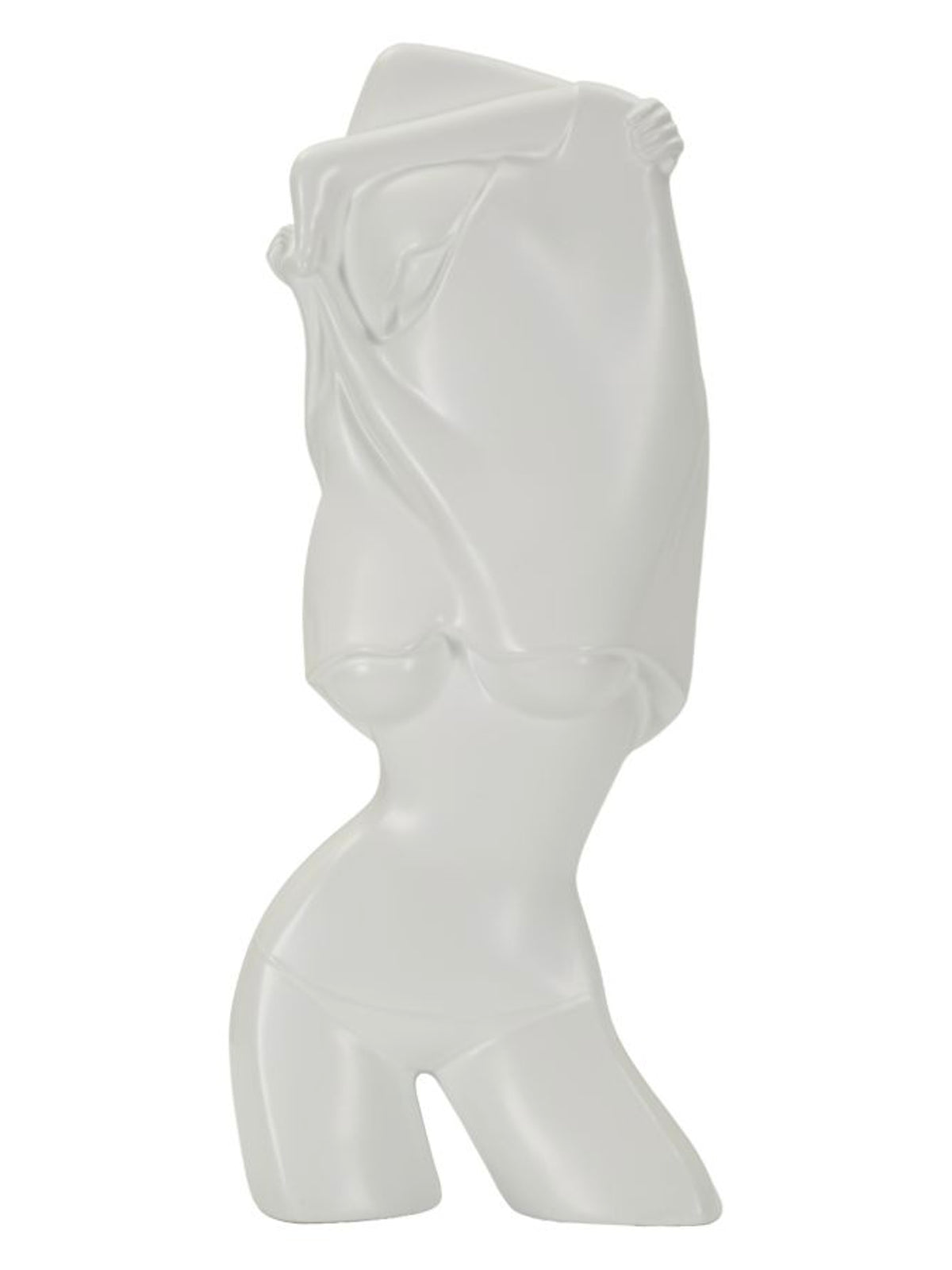 Scultura decorativa in resina bianca, 12,5x7,7x29 cm – Figura Femminile Minimal