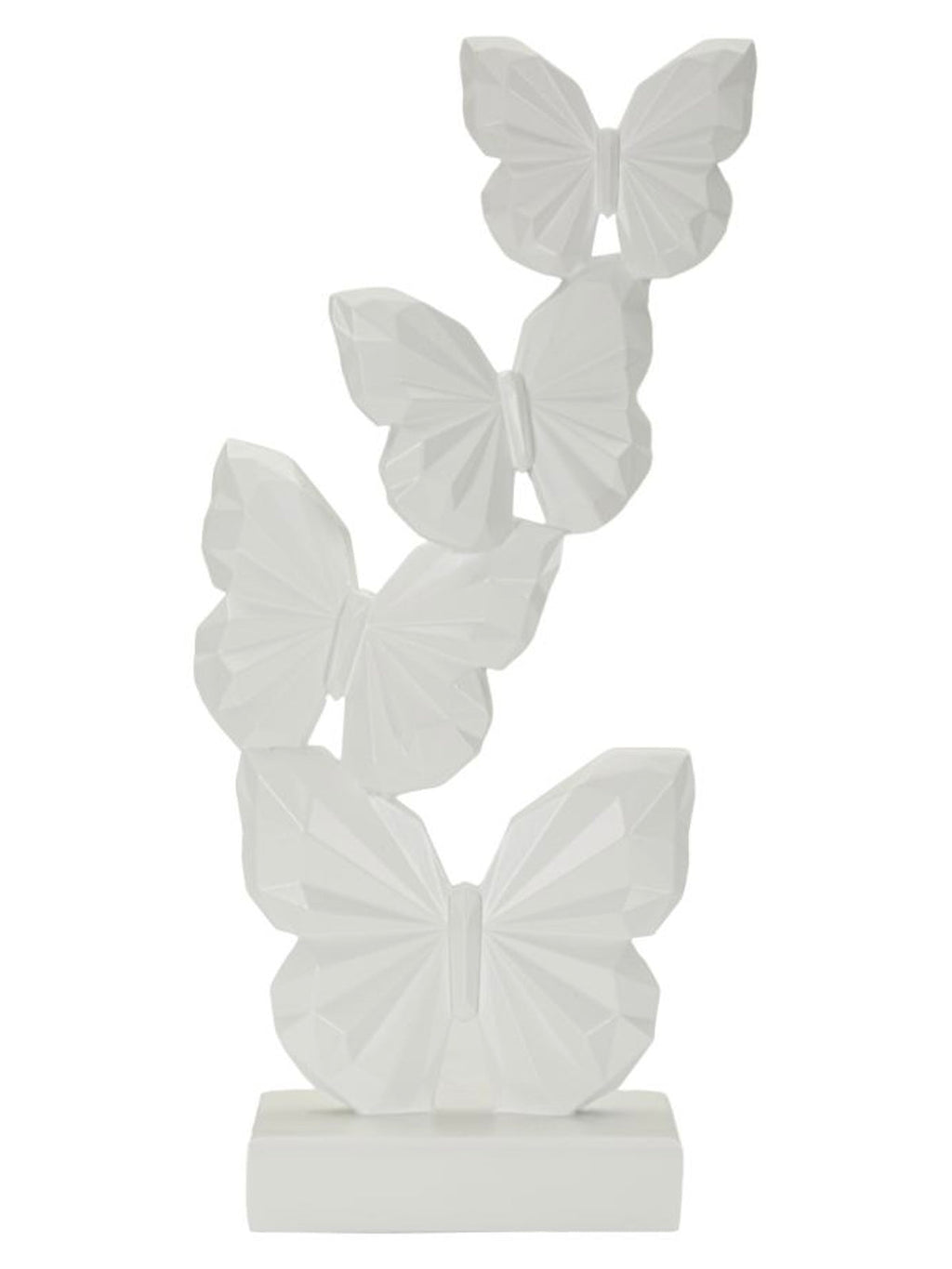 Scultura decorativa in resina bianca, 12x6x26 cm – Farfalle Minimal