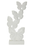Scultura decorativa in resina bianca, 12x6x26 cm – Farfalle Minimal