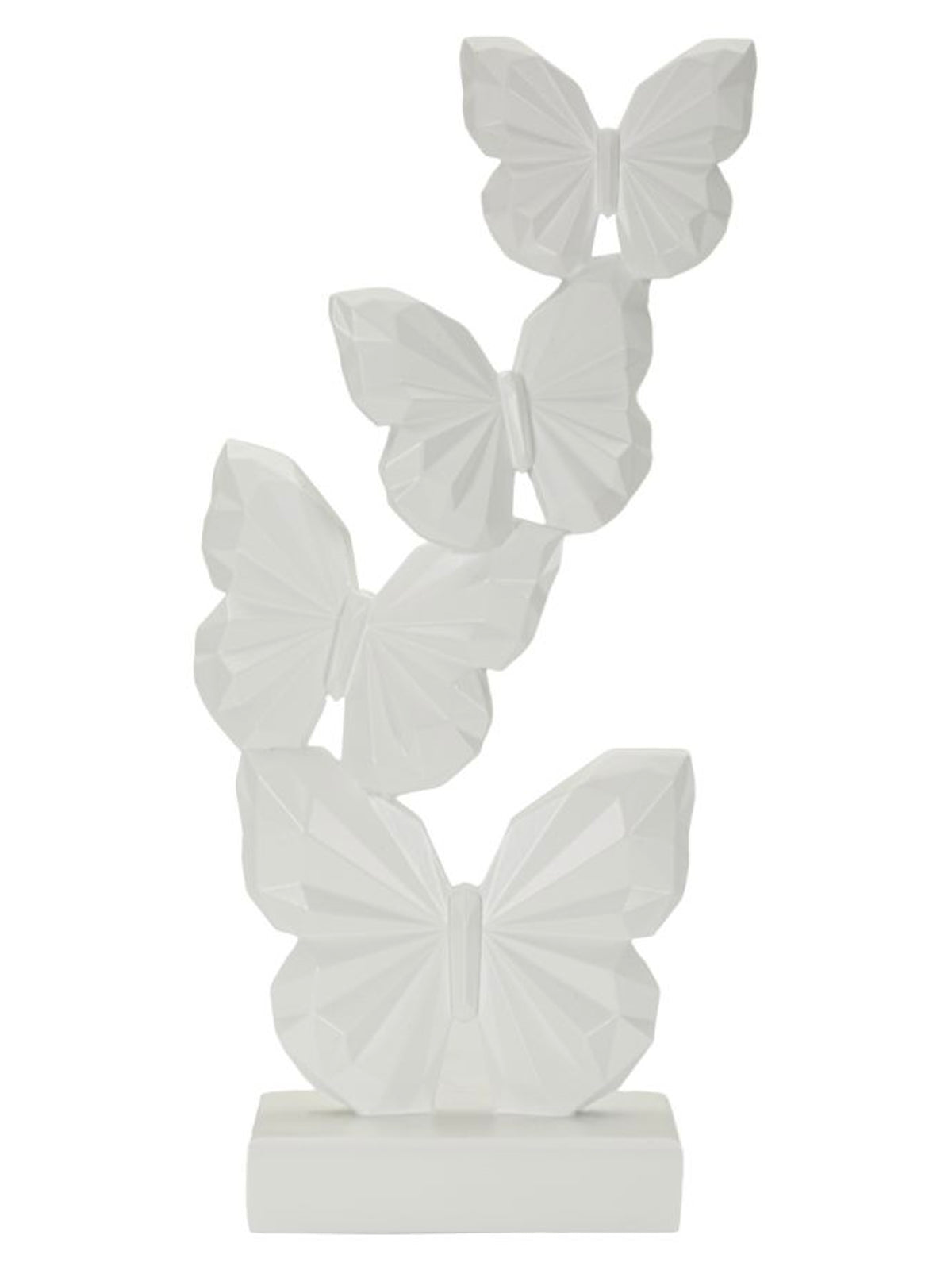 Scultura decorativa in resina bianca, 12x6x26 cm – Farfalle Minimal