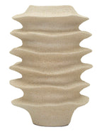 Vaso stile Japandi con Motivo a Fasce Ondulate, Ø25,5x37 cm