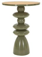 Tavolinetto in metallo con Piano in legno, Ø45,5x63 cm