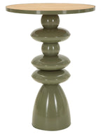 Tavolino da salotto in legno verde, Ø45,5x63 cm – con Piano