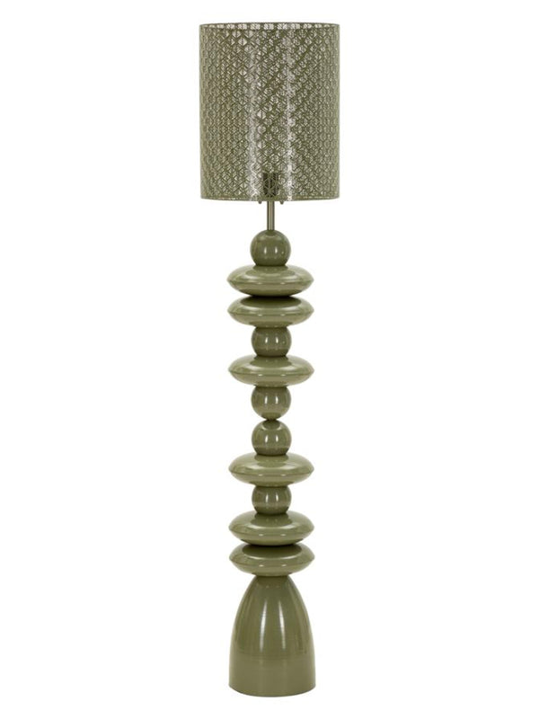 Lampada da terra in metallo verde, Ø33x160 cm – con Paralume Intagliato