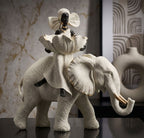 Scultura Etnica Donna Africana su Elefante - foto 7