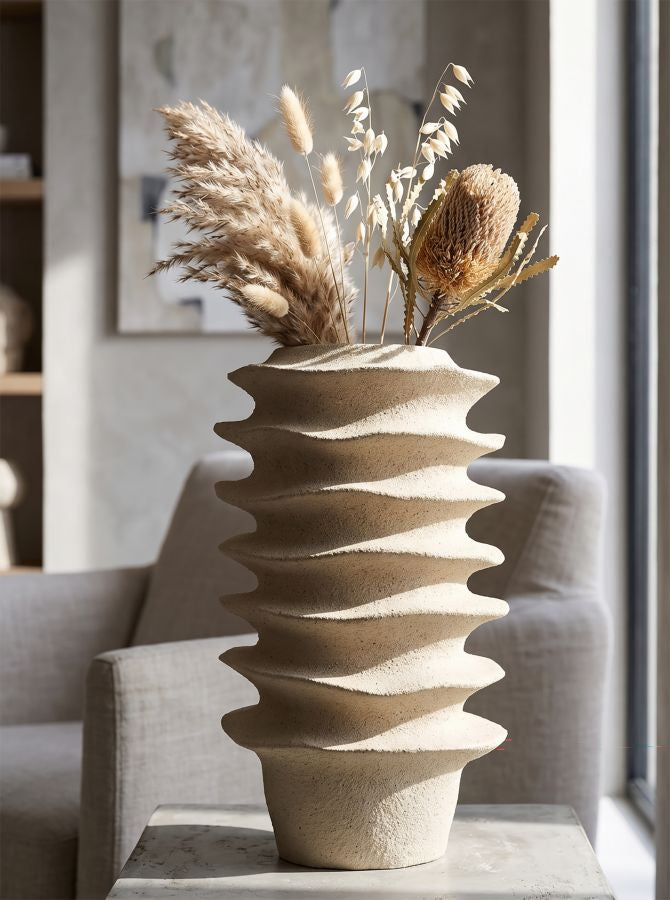 Vaso stile Japandi con Motivo a Fasce Ondulate - foto 6