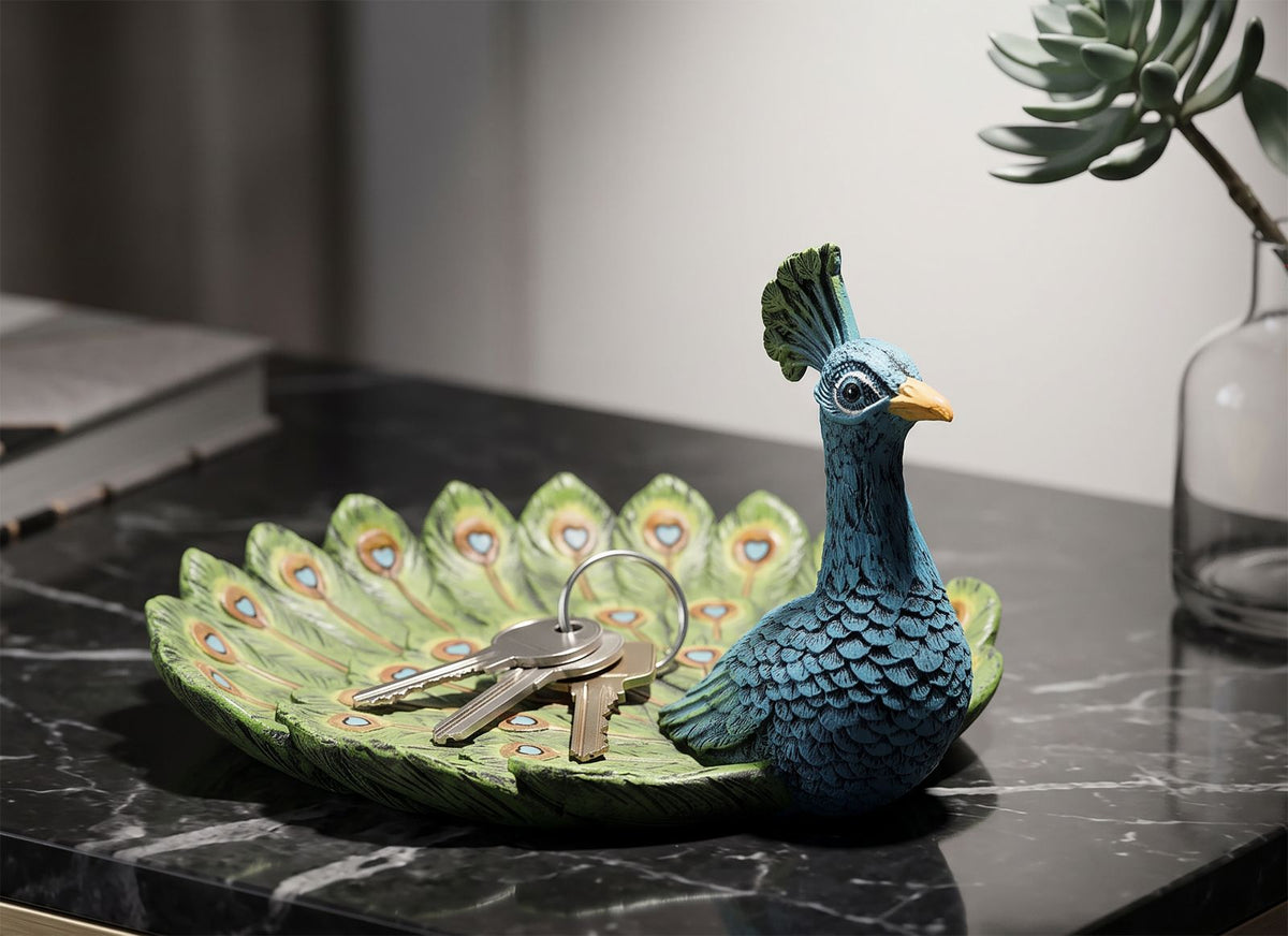 Svuotatasche Decorativo Eclettico a forma di Pavone - foto 6