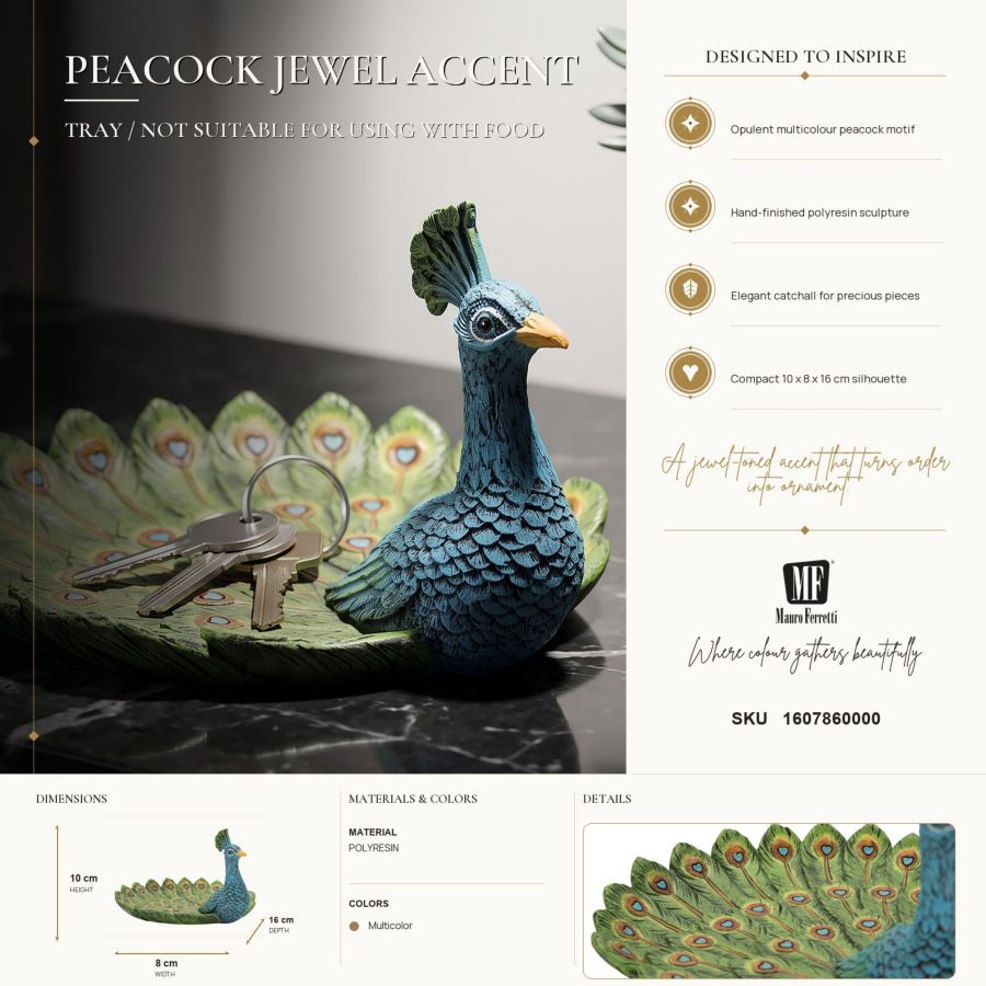 Svuotatasche Decorativo Eclettico a forma di Pavone - foto 7