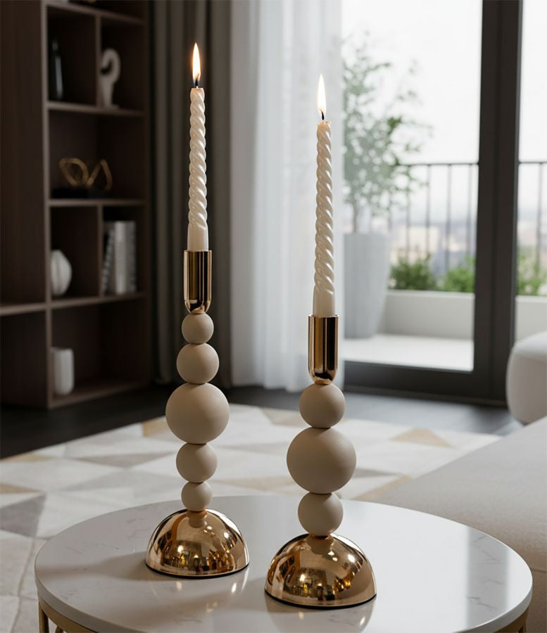 Portacandele Bolly Crema set 2 Pz - foto 4