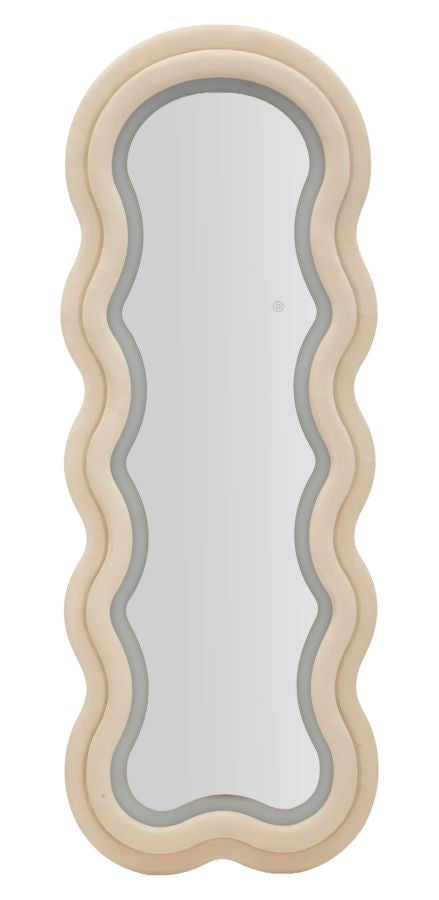 Specchio da muro Led Miki velluto Crema, 60x4x160 cm