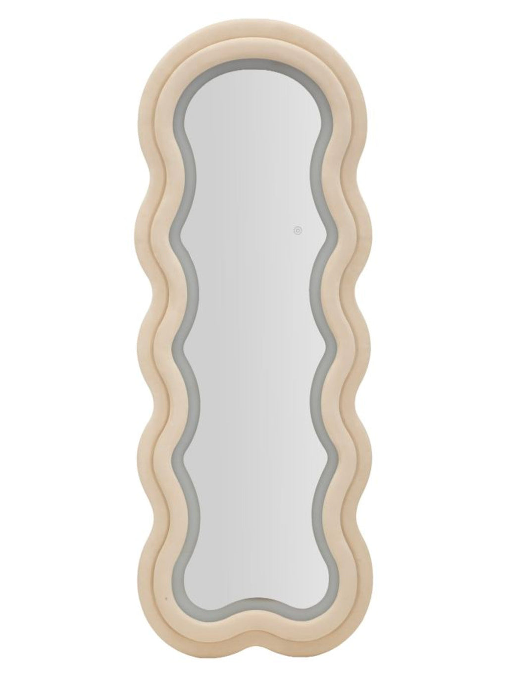 Specchio da parete in velluto crema, 60x4x160 cm – Led Miki