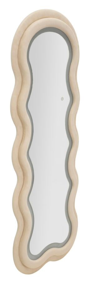 Specchio da muro Led Miki velluto Crema, 60x4x160 cm