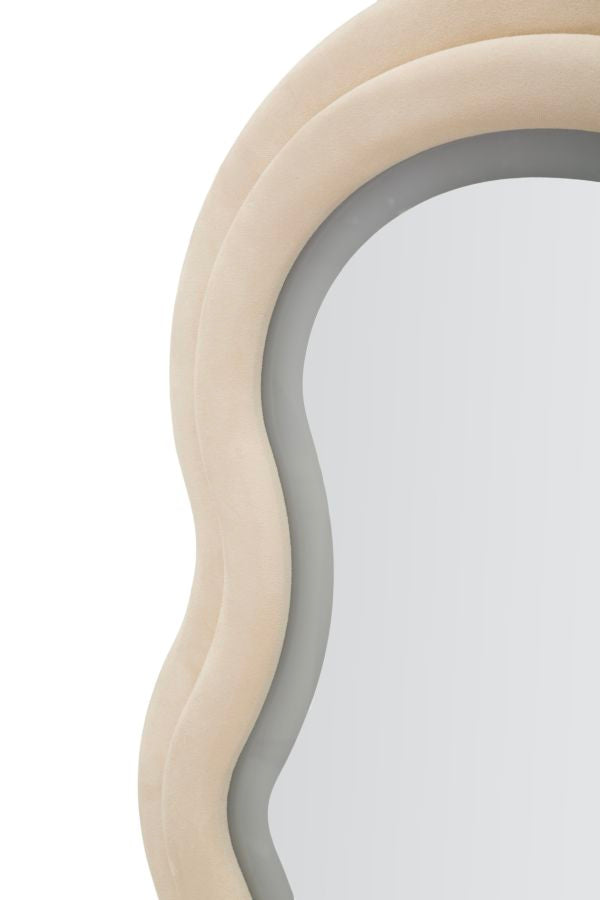 Specchio da muro Led Miki velluto Crema, 60x4x160 cm