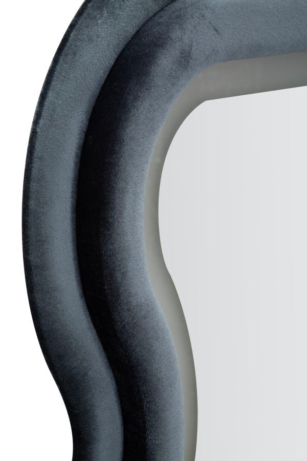 Specchio da muro Led Emily velluto Blu, 60x4x160 cm
