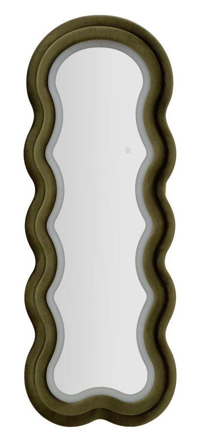 Specchio da muro Led Miki velluto Verde, 60x4x160 cm