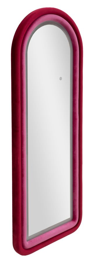 Specchio da muro Led Cloe velluto Fucsia, 60x4x160 cm