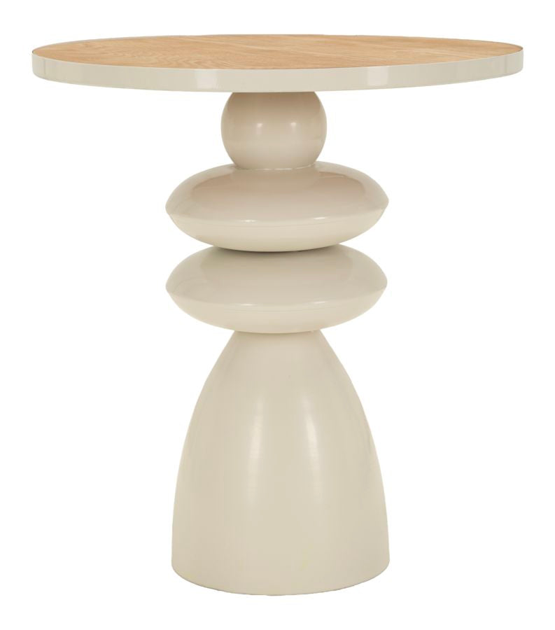 Tavolino da salotto in metallo e legno crema altezza 49 cm