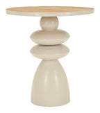 Tavolino da salotto in metallo e legno crema altezza 49 cm