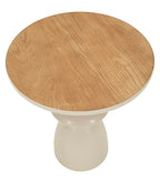Tavolino da salotto in metallo e legno crema, Ø45,5 cm – Base scultorea