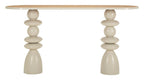 Console in metallo e legno crema, 150x45x77,5 cm – Base scultorea