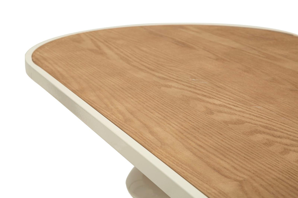 Console in metallo e legno crema, 150x45x77,5 cm – Base scultorea