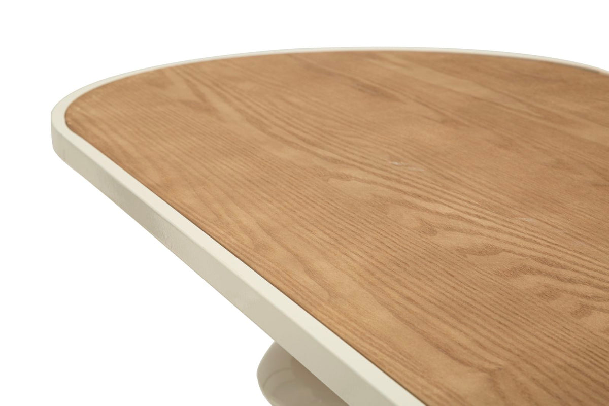 Console in metallo e legno crema, 150x45x77,5 cm – Base scultorea
