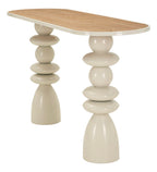 Console in metallo e legno crema, 150x45x77,5 cm – Base scultorea