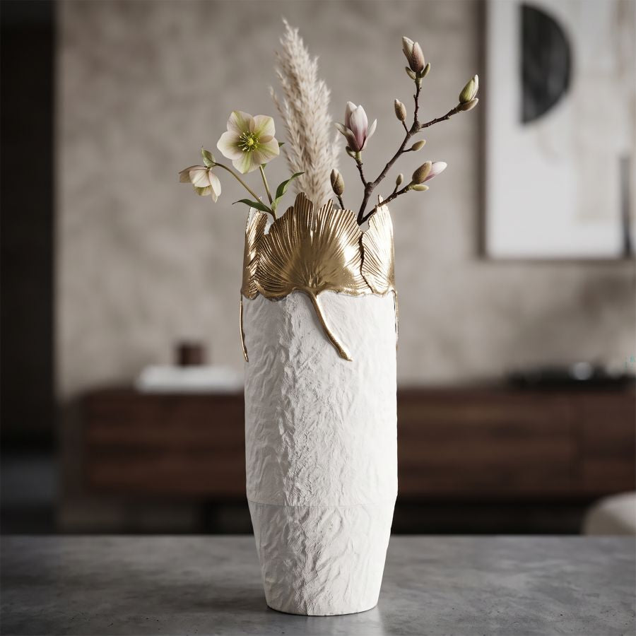 Vaso decorativo in metallo, Ø17x47,5 cm – Leaf