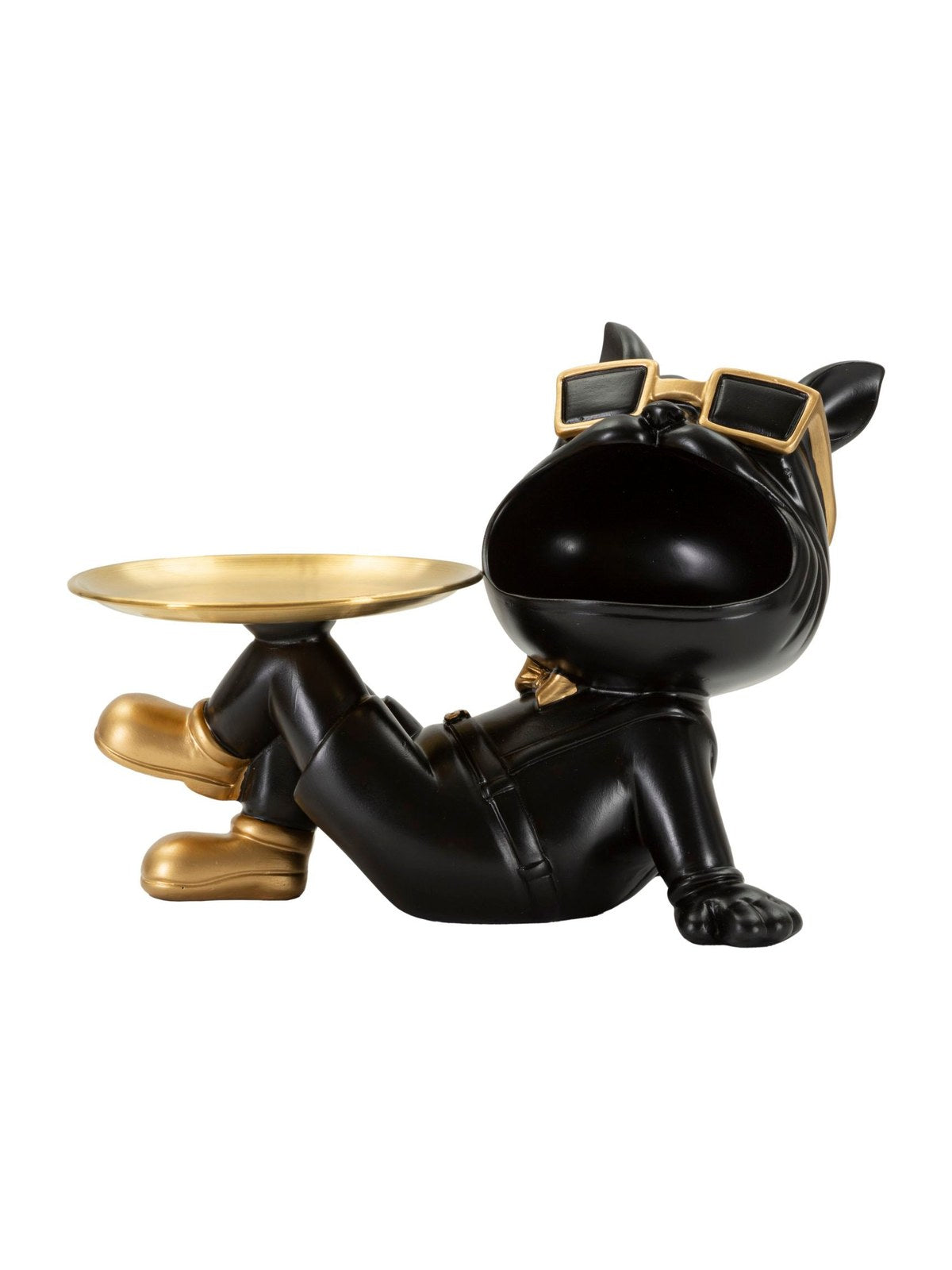 Scultura decorativa in resina nera, 27x17x18,5 cm – Cane Buddy Svuotatasche