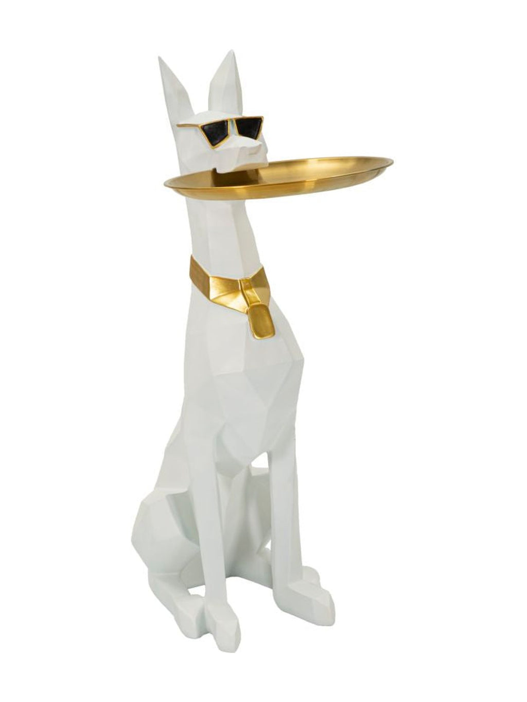 Scultura decorativa in resina bianca, 27x51x74 cm – Cane Ory Svuotatasche