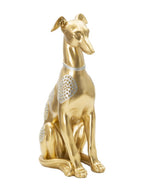 Scultura decorativa in resina oro, 19,8x10x29 cm – Cane Seduto
