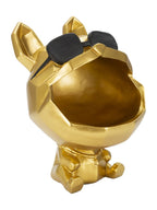 Scultura decorativa in resina oro, Ø17x23,5 cm – Cane Svuotatasche