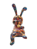 Scultura decorativa in resina multicolore, 21,5x10x22 cm – Coniglietto Psyco
