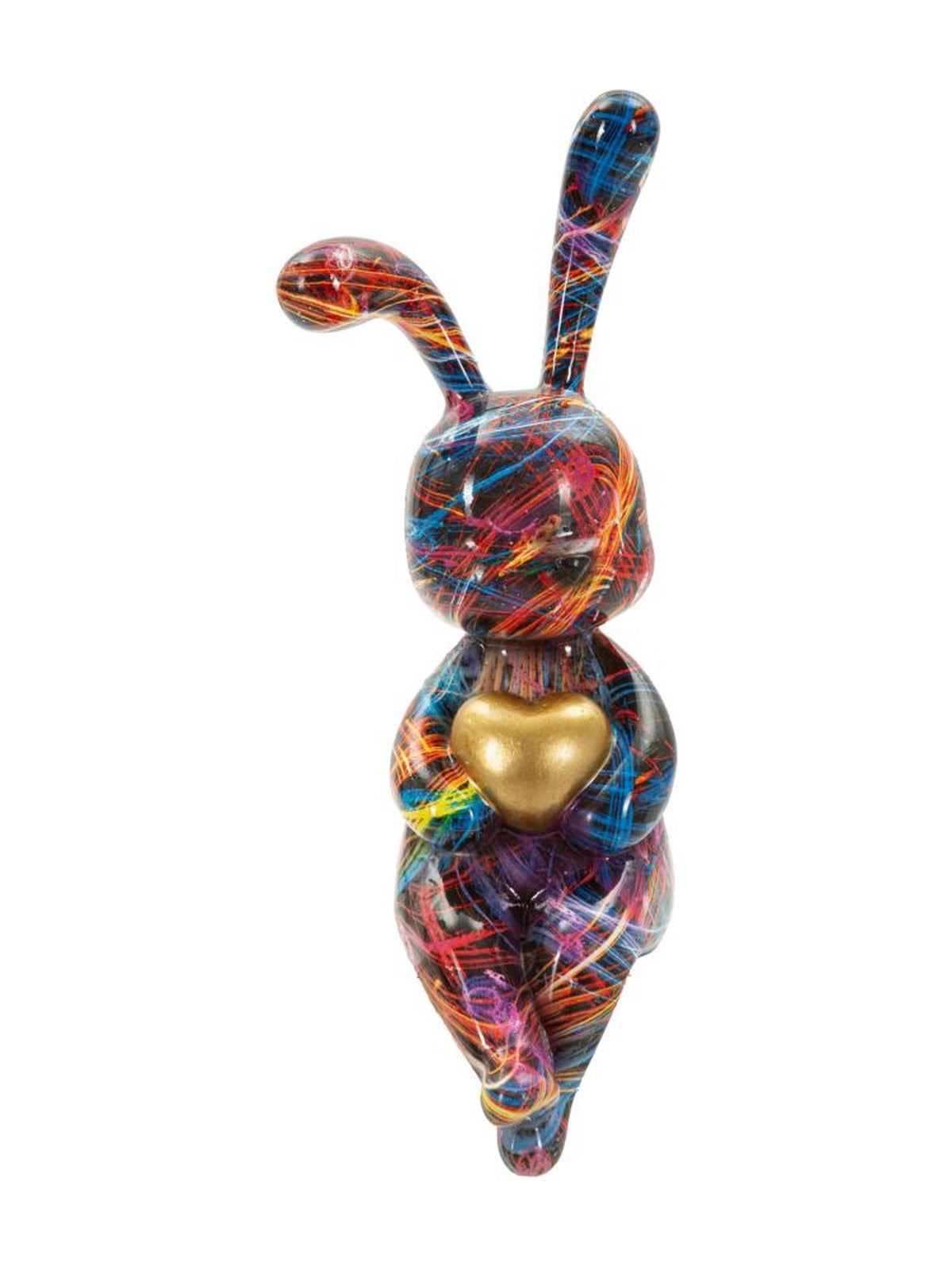 Scultura decorativa in resina multicolore, 8x10x23 cm – Coniglietto Psyco