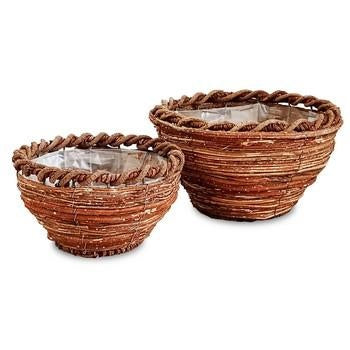 Portavaso tondo rustico a treccia, Ø30H18 cm, set di 2