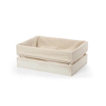 Contenitore in legno bianco con fodera naturale (kit da 3)