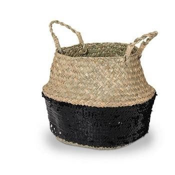 Contenitore pieghevole con paillette nere (kit da 3)