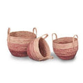 Contenitore tondo in erba rosa